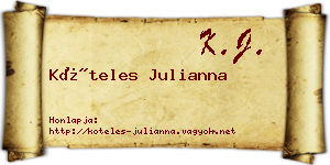 Köteles Julianna névjegykártya
