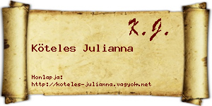 Köteles Julianna névjegykártya
